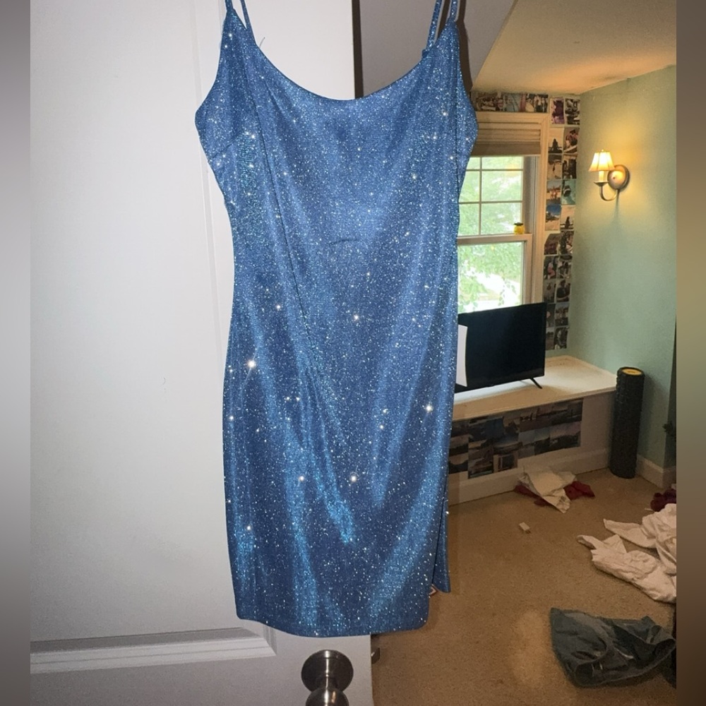 DILLARDS blue sparkle dress